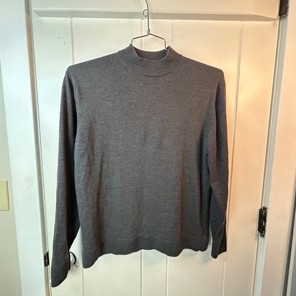 Vintage Murano Mens XL Black 100% Merino Wool‎ Long Sleeve Sweater